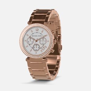 New in box Michael Kors Women's Rose Gold Chronograph Watch.